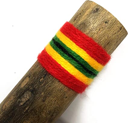 Detail of the woven band on a Rhythm Band rainstick